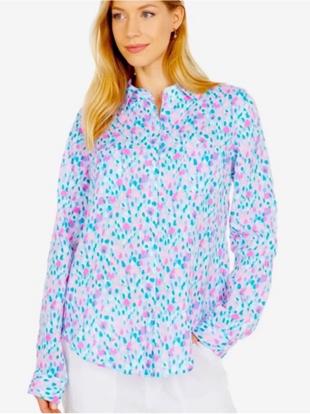 Lilly Pulitzer Linen Sea View Shirt XL